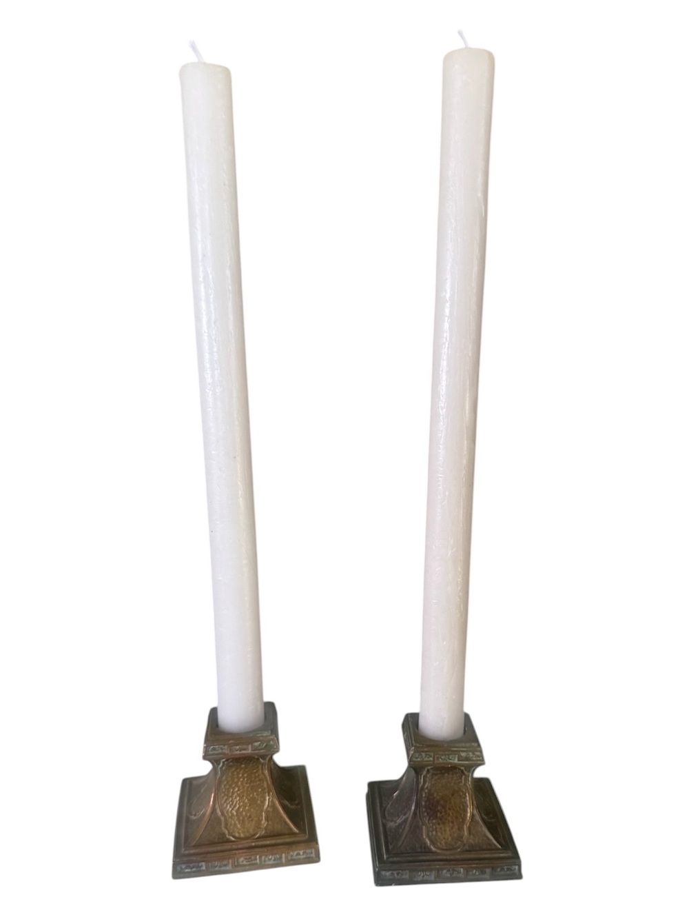 VTG set of 2 bronze plated candle holders, candles not included mid century